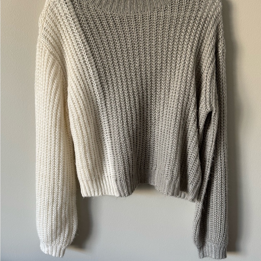 SHEIN Cream and Gray Knit Sweater